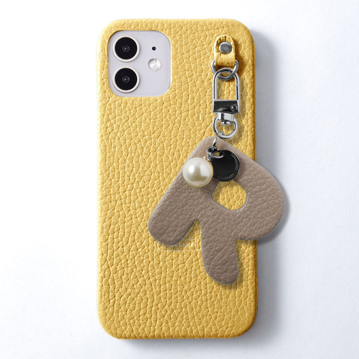 Genuine leather 32 colors Italian shrink leather BIG initial charm back case Galaxy series