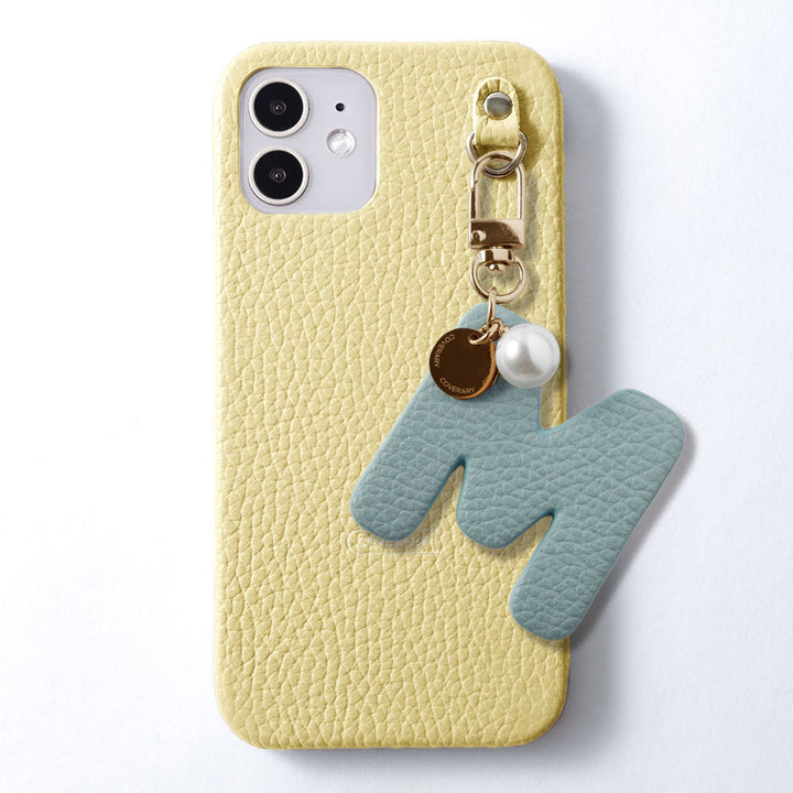 Genuine leather 32 colors Italian shrink leather BIG initial charm back case Galaxy series