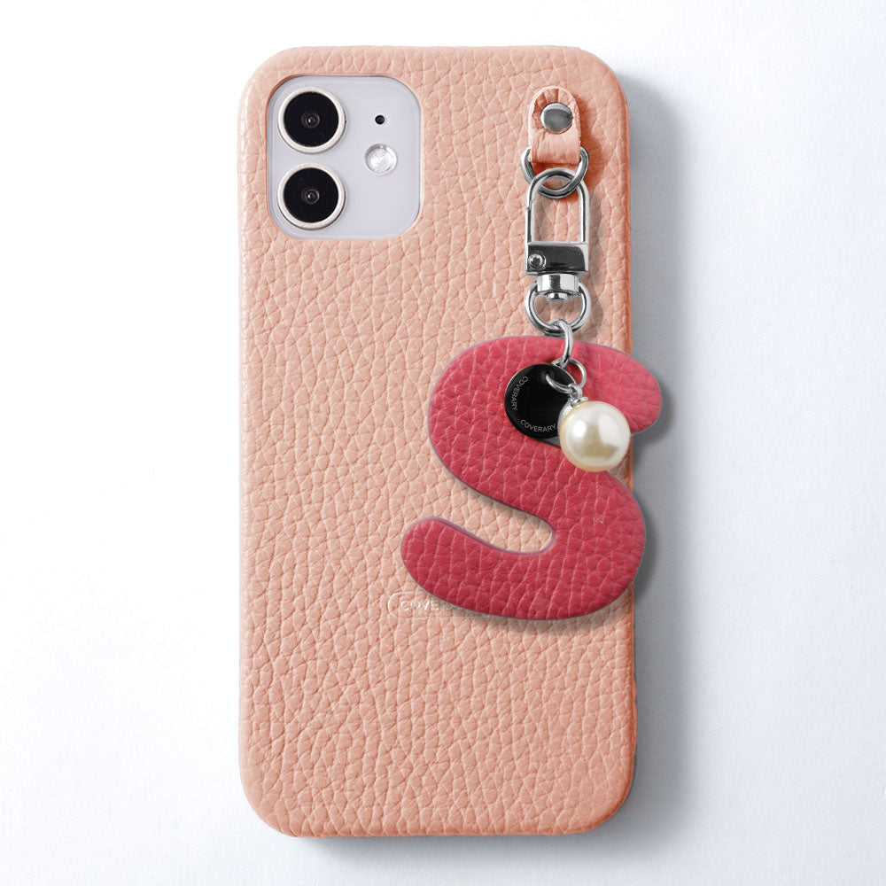 Genuine leather 32 colors Italian shrink leather BIG initial charm back case Galaxy series