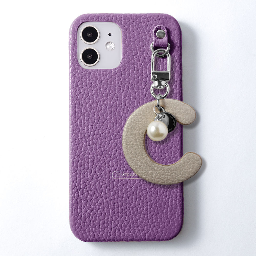 Genuine leather 32 colors Italian shrink leather BIG initial charm back case Galaxy series
