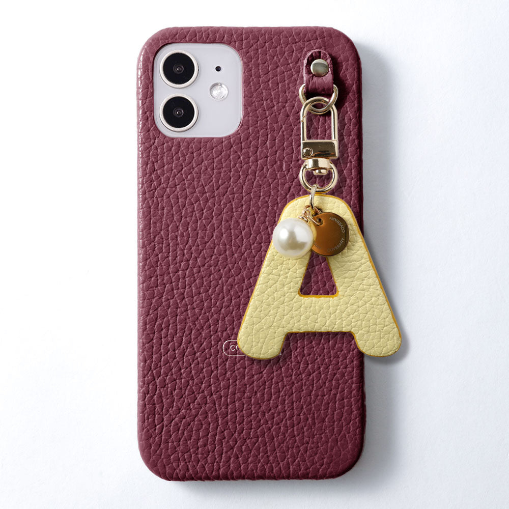 Genuine leather 32 colors Italian shrink leather BIG initial charm back case Galaxy series