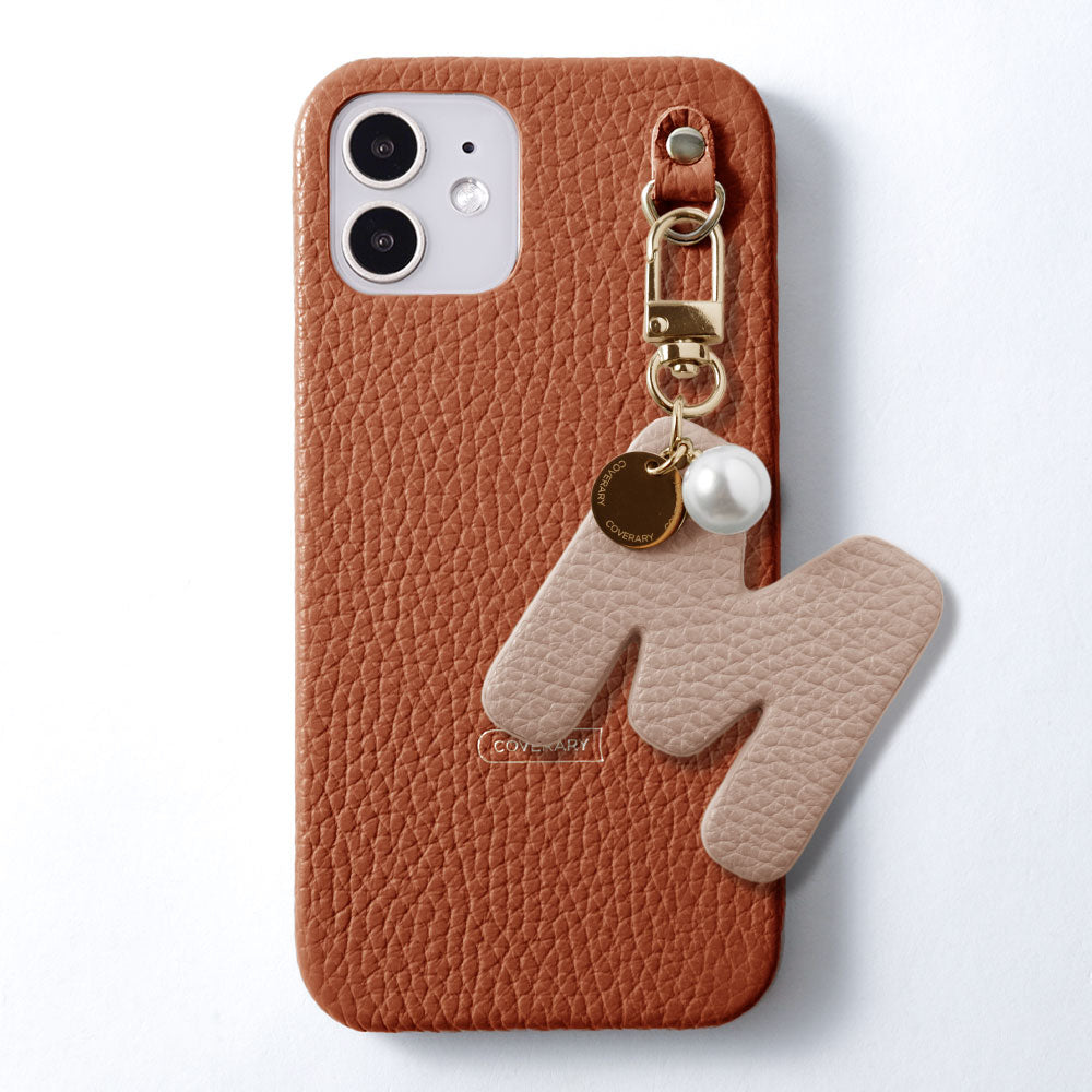 Genuine leather 32 colors Italian shrink leather BIG initial charm back case Galaxy series