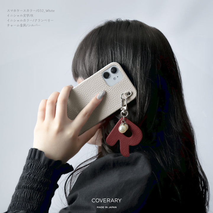 Genuine leather 32 colors Italian shrink leather BIG initial charm back case Galaxy series