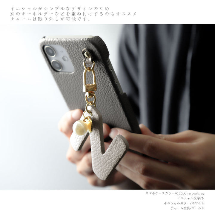 Genuine leather 32 colors Italian shrink leather BIG initial charm back case Galaxy series