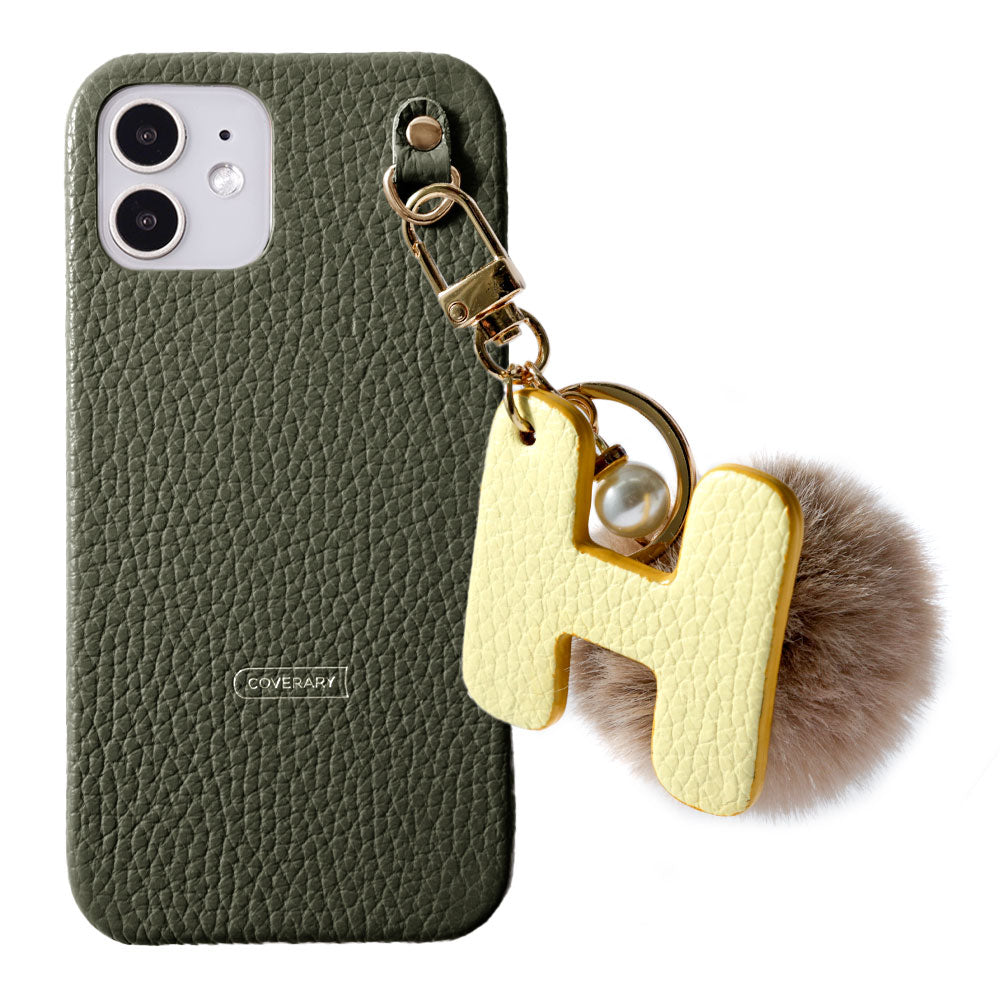 Cuir véritable 32 couleurs cuir italien grainé GRAND initial & charme en fourrure coque arrière série Xperia