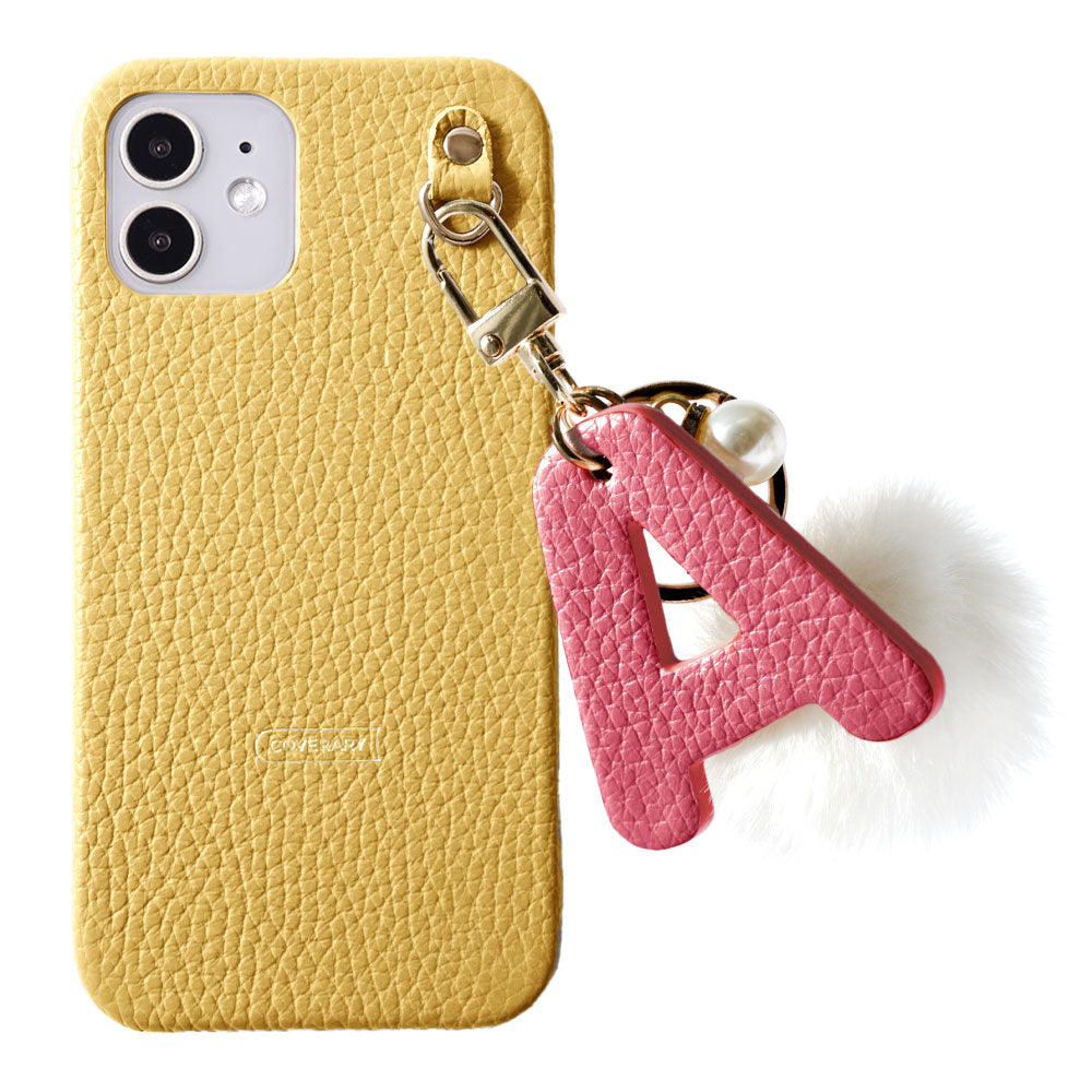 Cuir véritable 32 couleurs cuir italien grainé GRAND initial & charme en fourrure coque arrière série Xperia