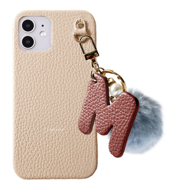 Cuir véritable 32 couleurs cuir italien grainé GRAND initial & charme en fourrure coque arrière série Xperia