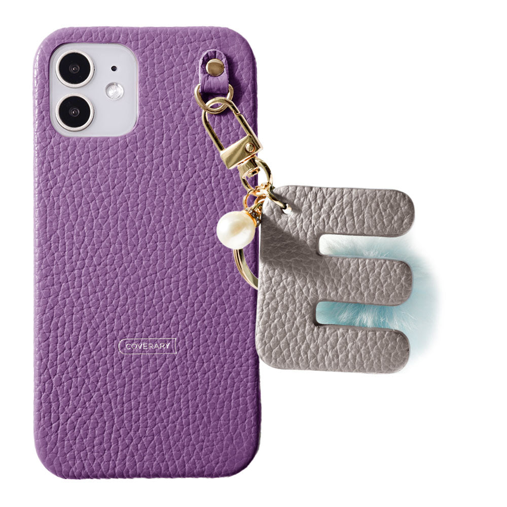 Cuir véritable 32 couleurs cuir italien grainé GRAND initial & charme en fourrure coque arrière série Xperia