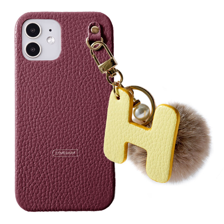 Cuir véritable 32 couleurs cuir italien grainé GRAND initial & charme en fourrure coque arrière série Xperia