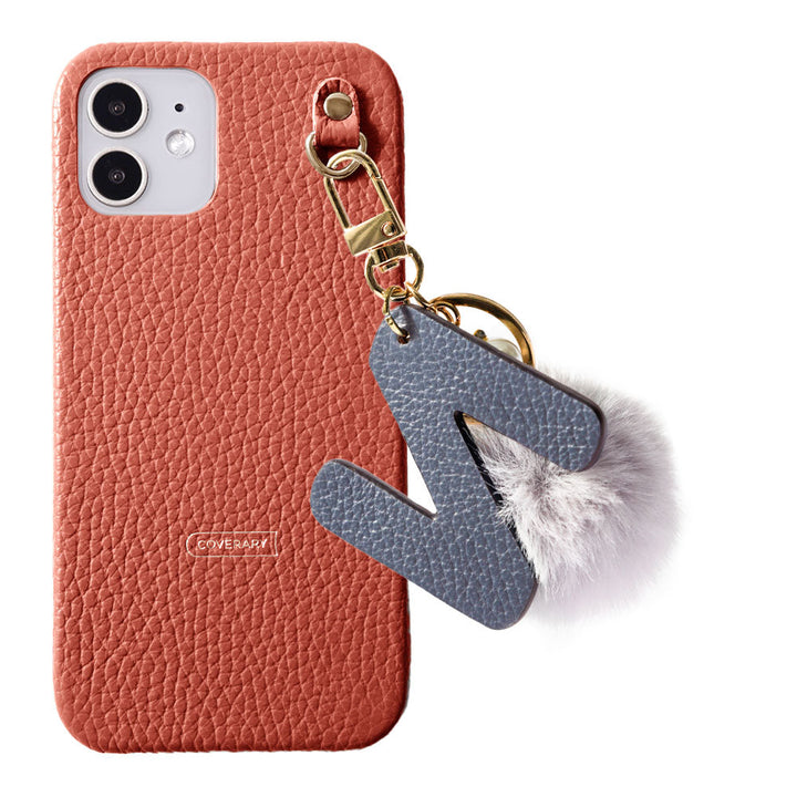 Cuir véritable 32 couleurs cuir italien grainé GRAND initial & charme en fourrure coque arrière série Xperia