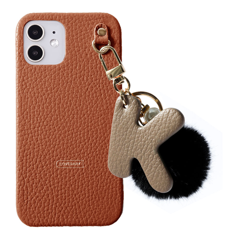 Cuir véritable 32 couleurs cuir italien grainé GRAND initial & charme en fourrure coque arrière série Xperia