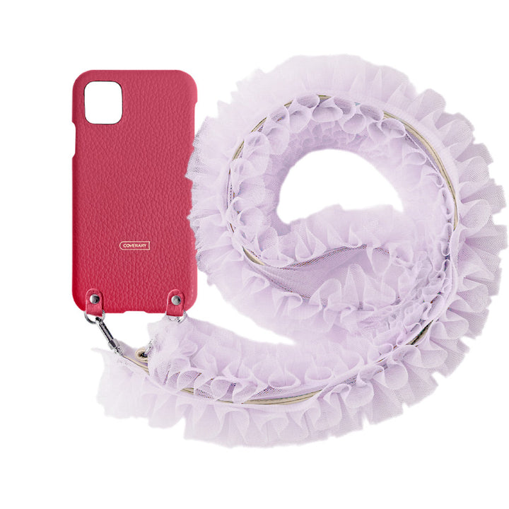 Genuine leather 32 colors Italian shrink leather with tulle shoulder strap back case AQUOS series