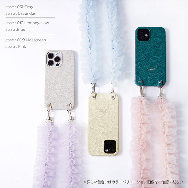 Genuine leather 32 colors Italian shrink leather with tulle shoulder strap back case Google Pixel series