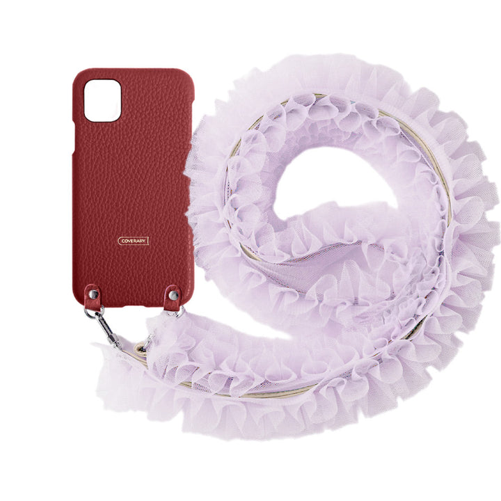 Genuine leather 32 colors Italian shrink leather with tulle shoulder strap back case AQUOS series