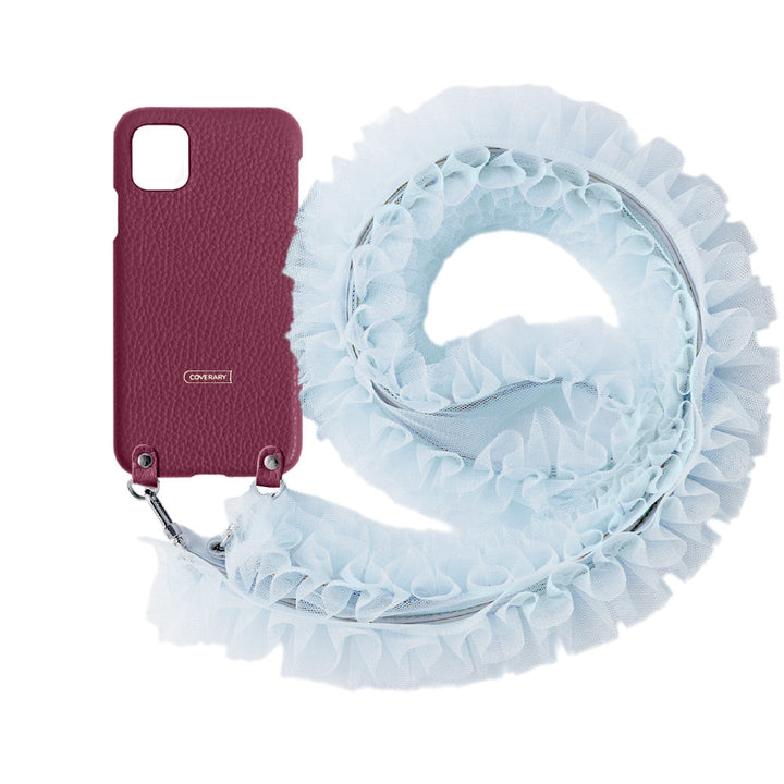 Genuine leather 32 colors Italian shrink leather with tulle shoulder strap back case AQUOS series