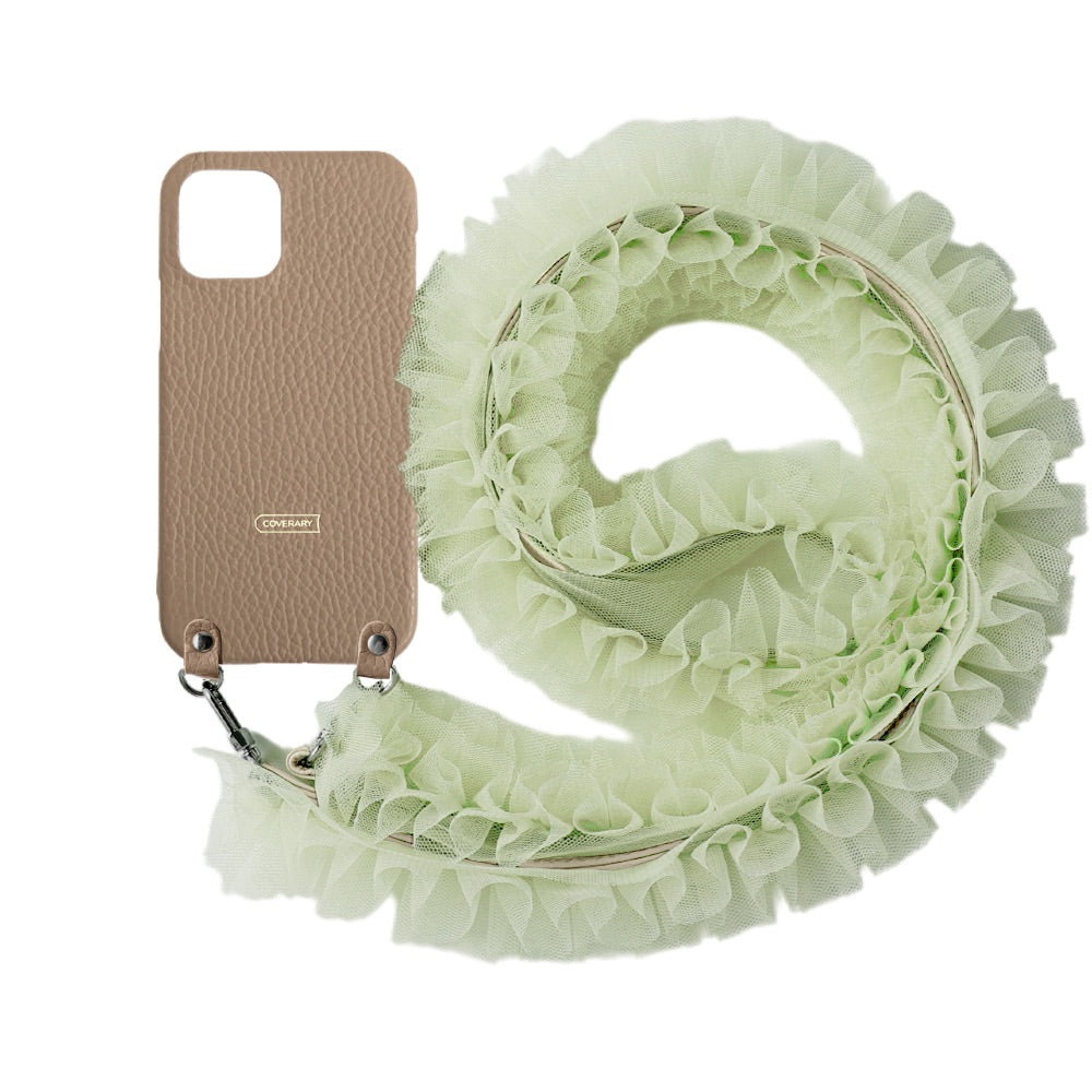 Genuine leather 32 colors Italian shrink leather with tulle shoulder strap back case AQUOS series