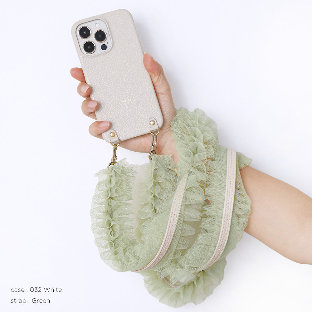 Genuine leather 32 colors Italian shrink leather with tulle shoulder strap back case AQUOS series