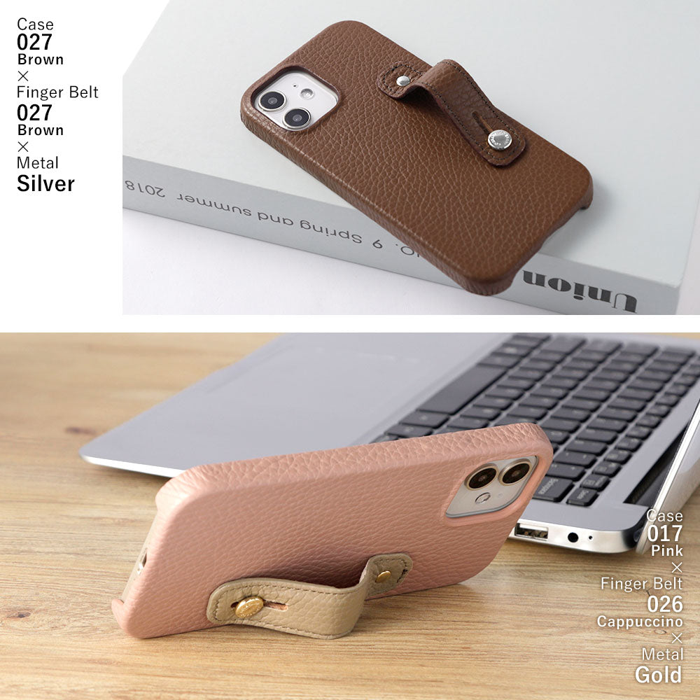 Genuine leather 32 colors Italian shrink leather with finger belt back case