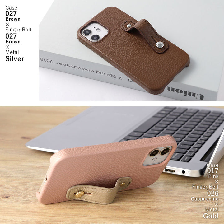 Genuine leather 32 colors Italian shrink leather with finger belt back case