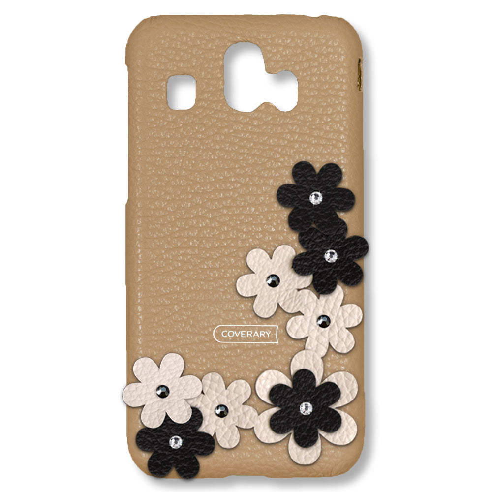 Cuir véritable 32 couleurs cuir italien grainé décoration florale coque arrière pétales série Xperia