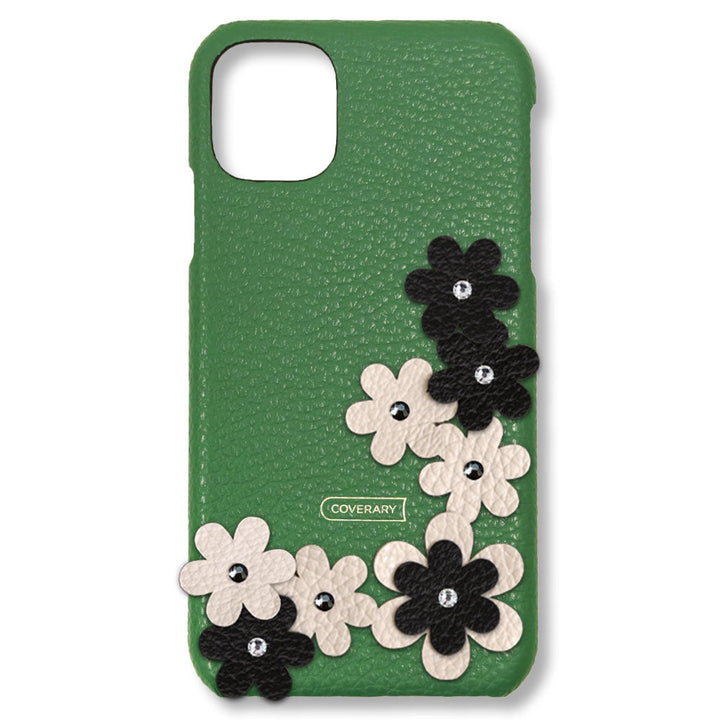 Cuir véritable 32 couleurs cuir italien grainé décoration florale coque arrière pétales série Xperia