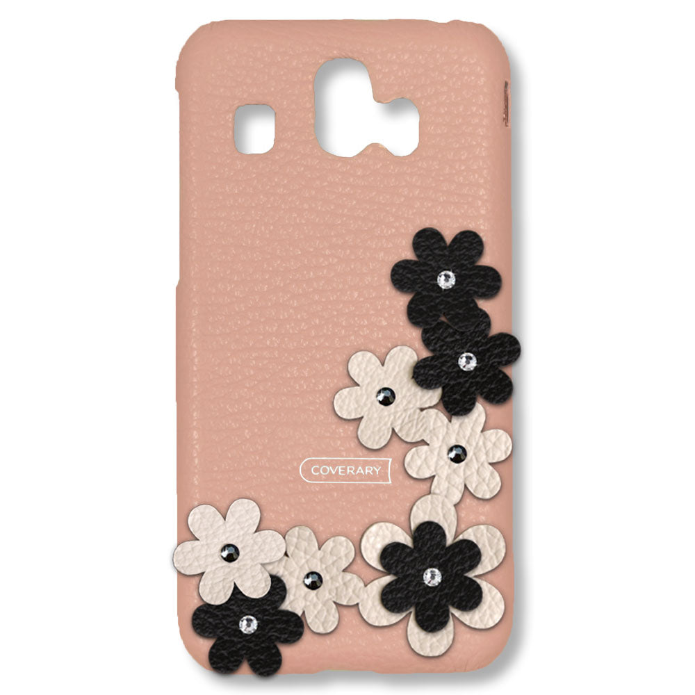 Cuir véritable 32 couleurs cuir italien grainé décoration florale coque arrière pétales série Xperia