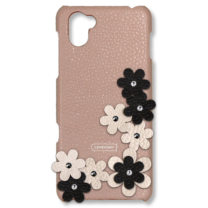 Cuir véritable 32 couleurs cuir italien grainé décoration florale coque arrière pétales série Xperia