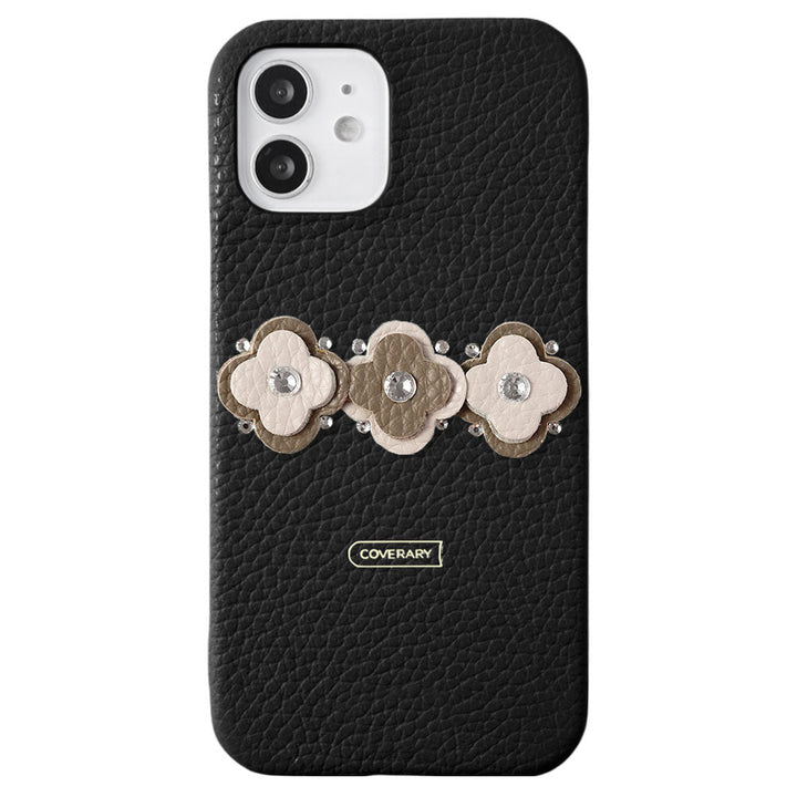 Genuine leather 32 colors Italian shrink leather floral motif back case Xperia series