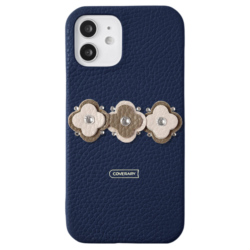 Genuine leather 32 colors Italian shrink leather floral motif back case Xperia series