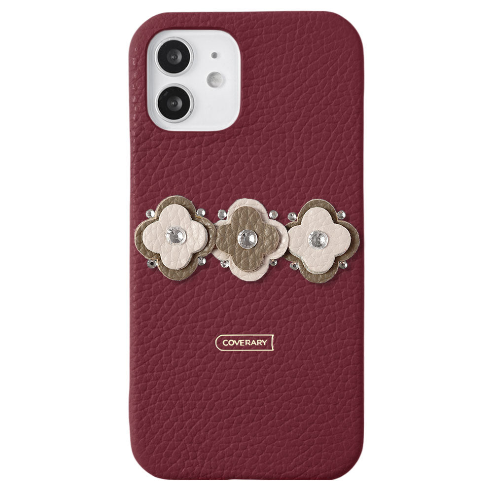 Genuine leather 32 colors Italian shrink leather floral motif back case Xperia series