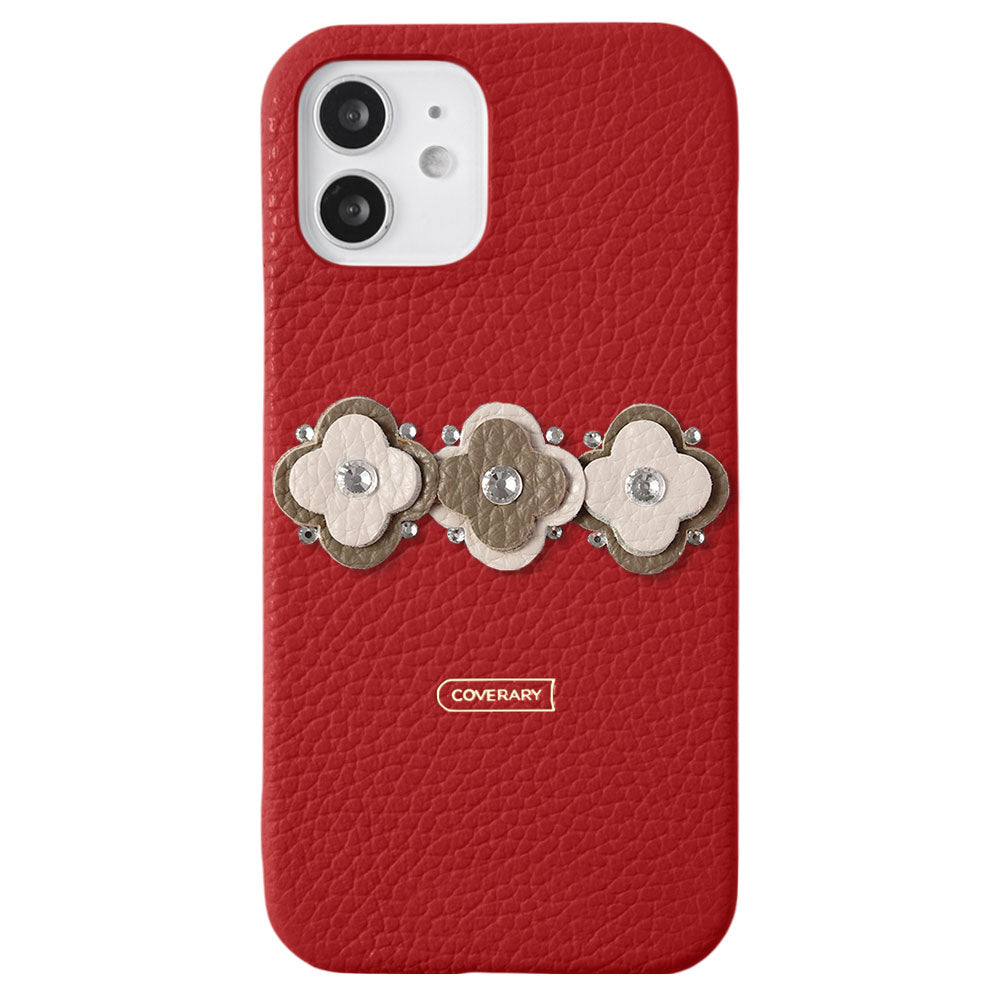 Genuine leather 32 colors Italian shrink leather floral motif back case Xperia series