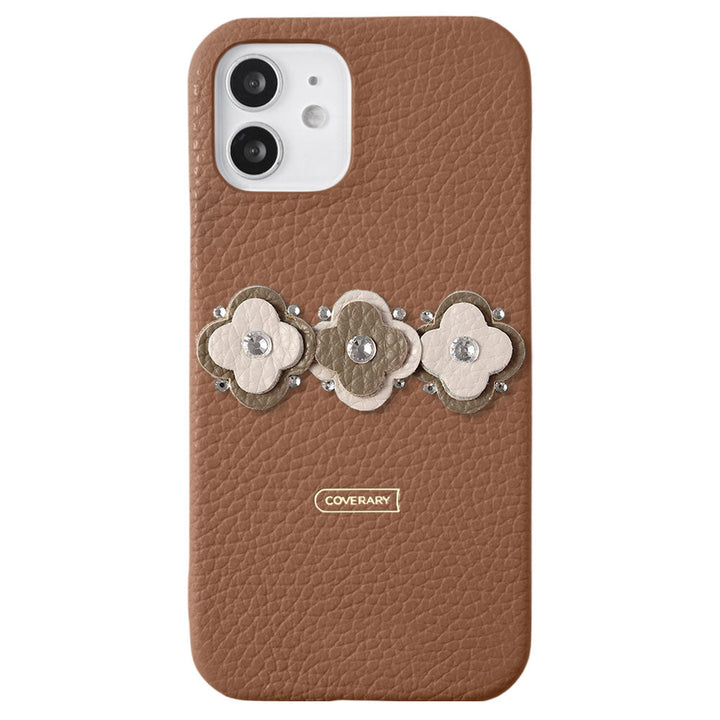 Genuine leather 32 colors Italian shrink leather floral motif back case Xperia series