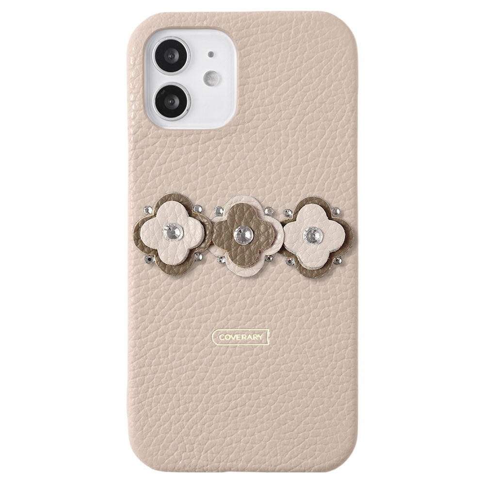 Genuine leather 32 colors Italian shrink leather floral motif back case Galaxy series