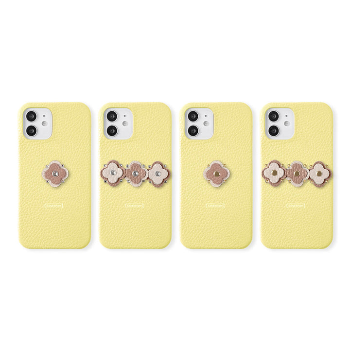 Genuine leather 32 colors Italian shrink leather floral motif back case