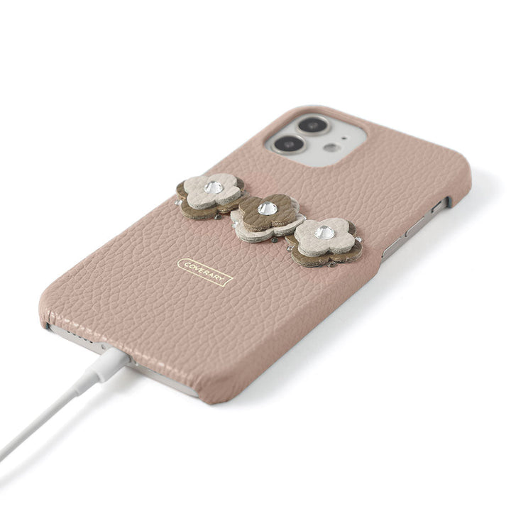 Genuine leather 32 colors Italian shrink leather floral motif back case Xperia series