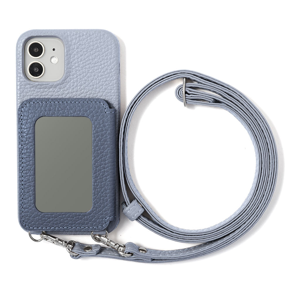 Genuine leather 32 colors Italian shrink leather card case with stainless mirror & shoulder strap back case for Google Pixel series