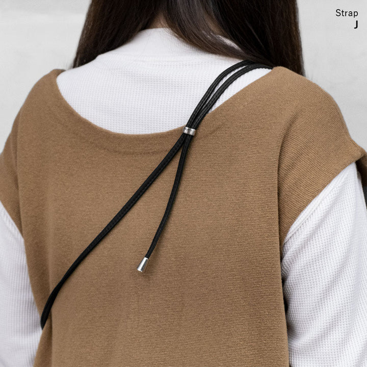 Ensemble de 3 pièces en cuir italien grainé véritable B avec porte-cartes et bandoulière à anneau (avec ferrures) pour coque arrière série AQUOS