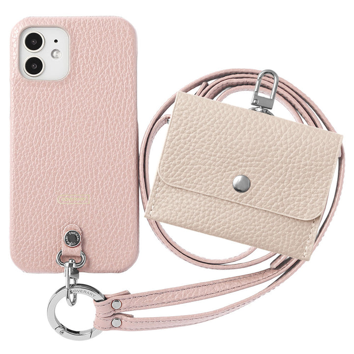 Genuine Leather Italian Shrink Leather 3-Piece Set A Earphone Case &amp; Ring Shoulder Strap Included Back Case