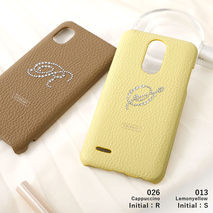 Genuine leather 32 colors Italian shrink leather initial decoration back case AQUOS series