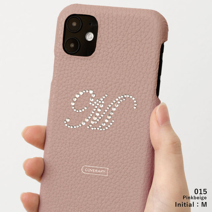 本革 32色 イタリアンシュリンクレザー イニシャルデコ 背面ケース iPhoneシリーズ