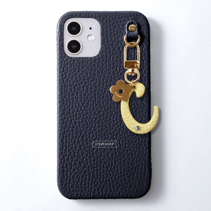 Genuine leather 32 colors Italian shrink leather mini initial charm back case Google Pixel series