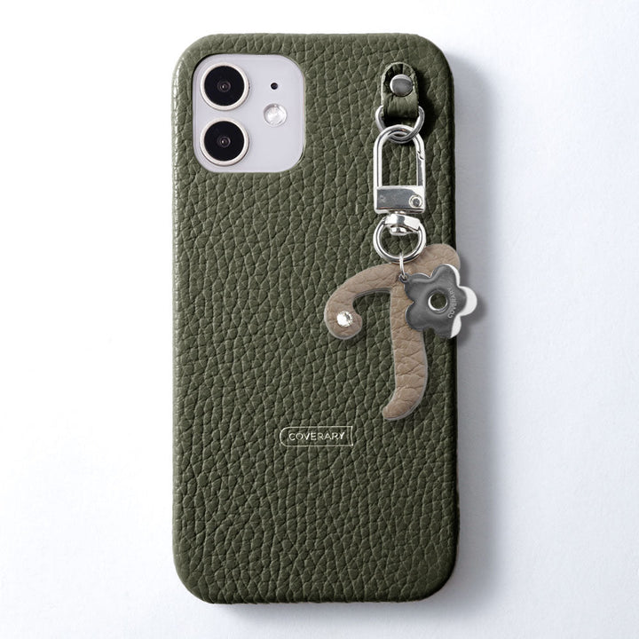 Genuine leather 32 colors Italian shrink leather mini initial charm back case Google Pixel series