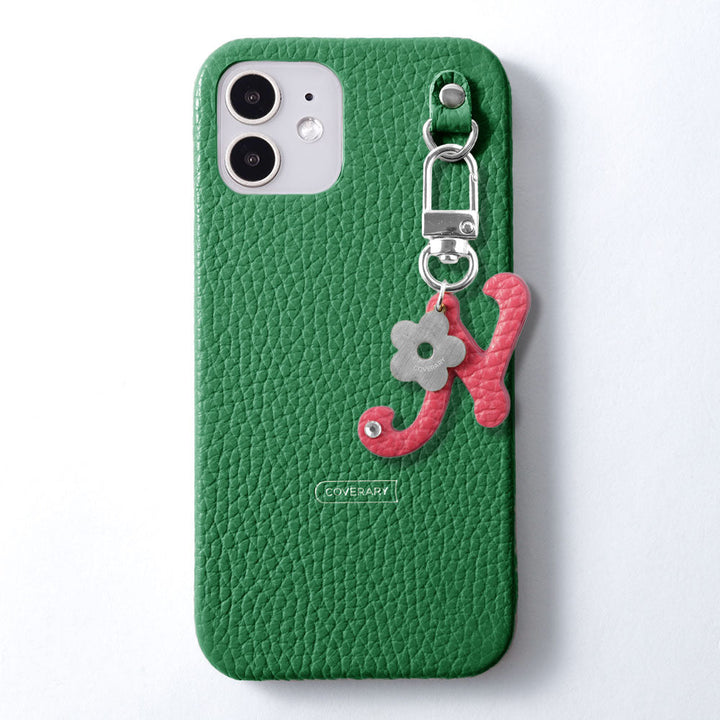 Genuine leather 32 colors Italian shrink leather mini initial charm back case Google Pixel series