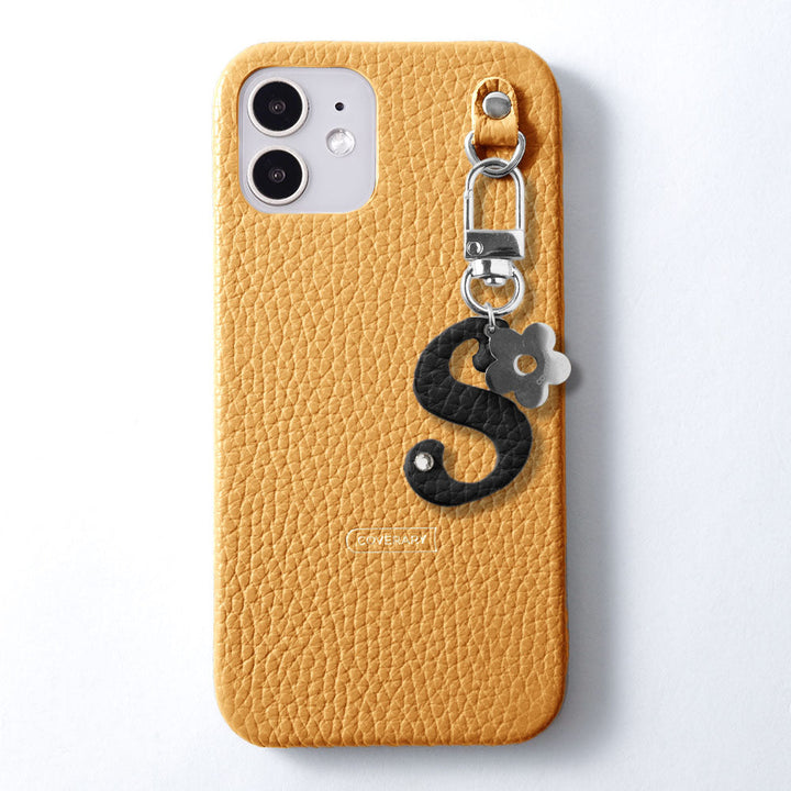 Genuine leather 32 colors Italian shrink leather mini initial charm back case Google Pixel series