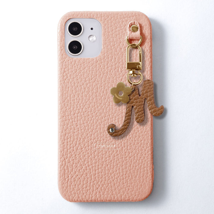 Genuine leather 32 colors Italian shrink leather mini initial charm back case Google Pixel series