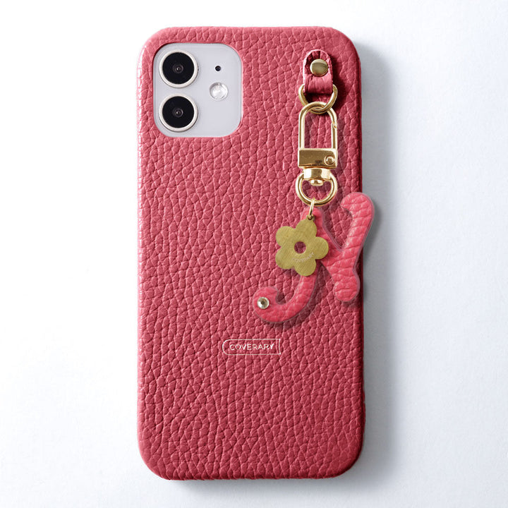 Genuine leather 32 colors Italian shrink leather mini initial charm back case Google Pixel series