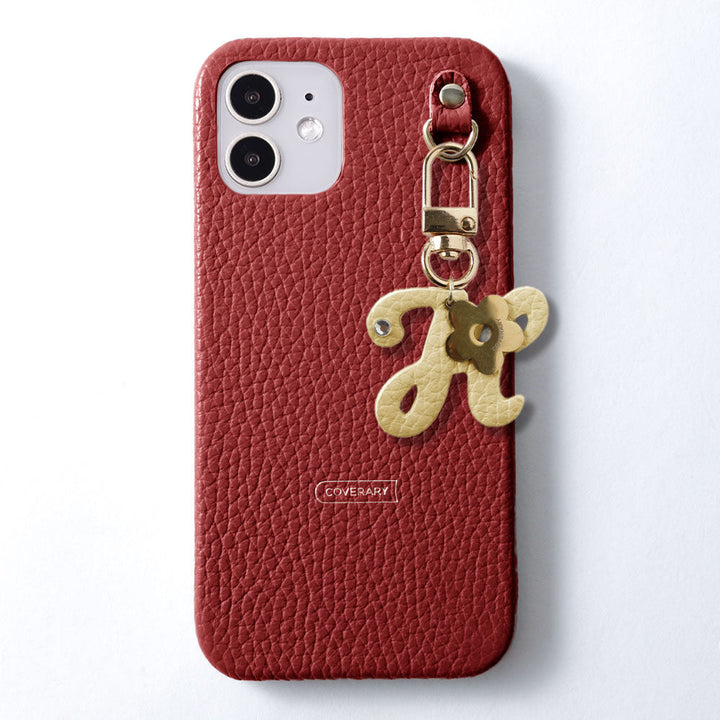 Genuine leather 32 colors Italian shrink leather mini initial charm back case Google Pixel series