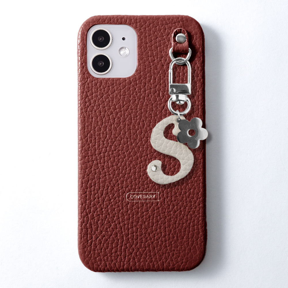 Genuine leather 32 colors Italian shrink leather mini initial charm back case Google Pixel series