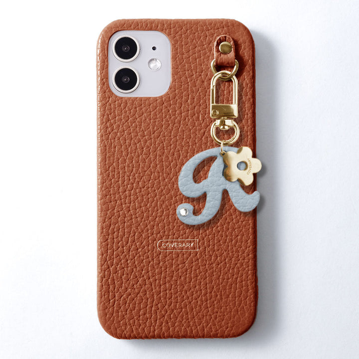 Genuine leather 32 colors Italian shrink leather mini initial charm back case Google Pixel series