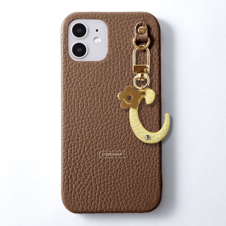 Genuine leather 32 colors Italian shrink leather mini initial charm back case Google Pixel series